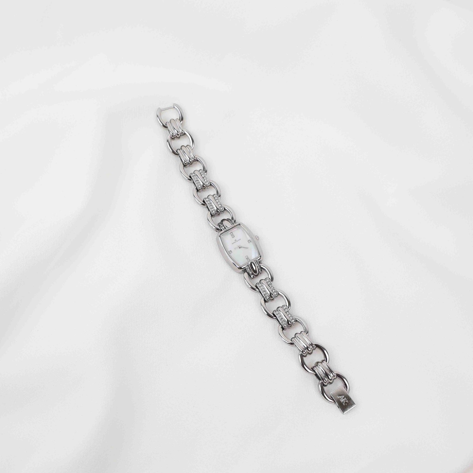 Vintage Anne Klein Rectangle Face Watch – Silver Tone Bracelet (Working Battery)