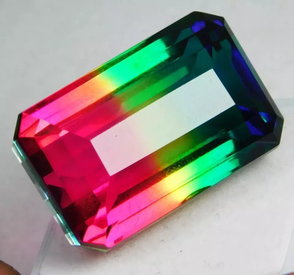 50+ Ct Natural Watermelon Tourmaline Emerald Cut EGL Certified Loose Gemstone