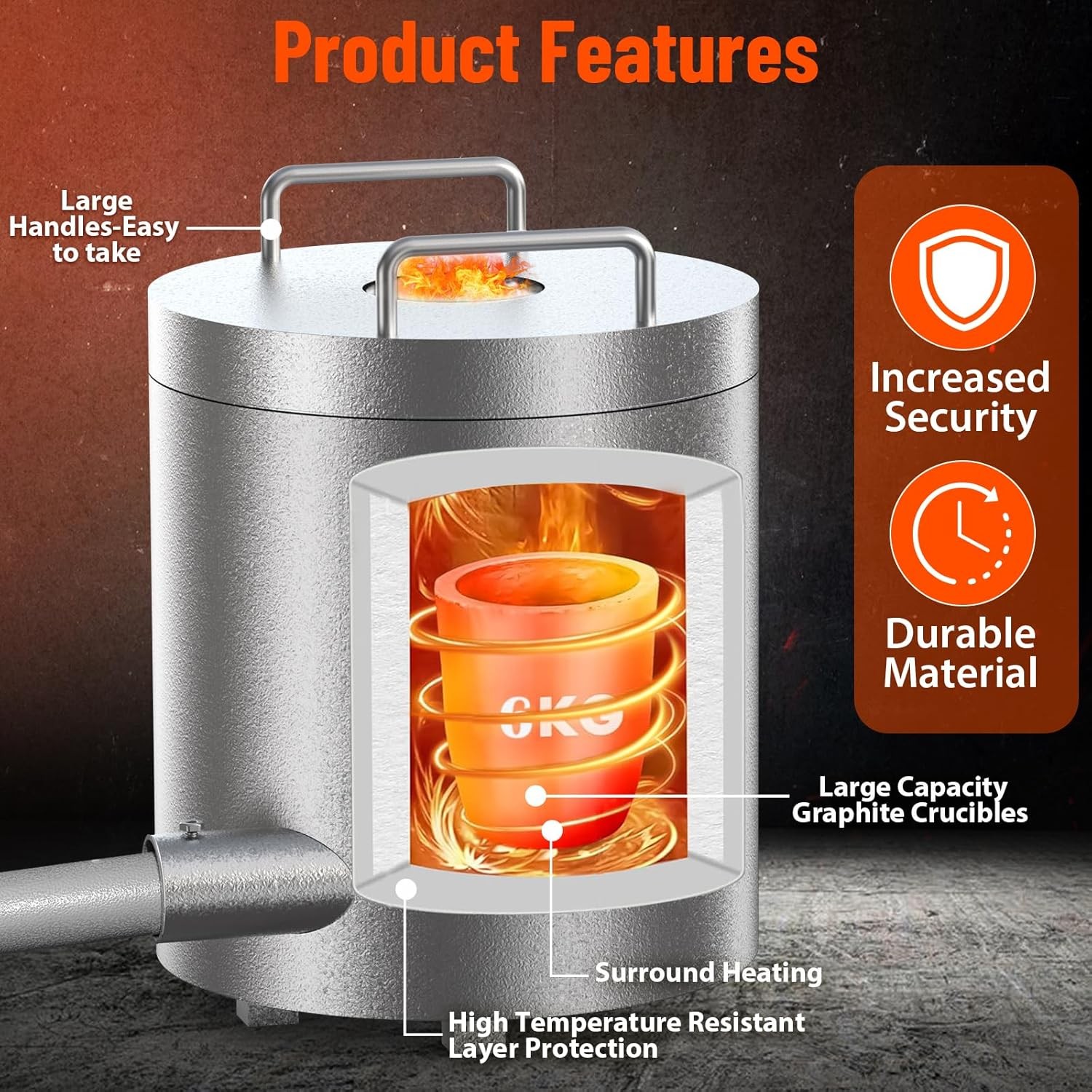 6KG Propane Melting Furnace Foundry for Scrap Metal Recycle Gold Copper Smelter