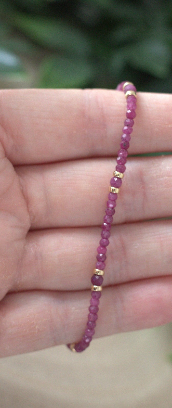 Ruby + 14K Gold spacers, Gemstone Bracelet, July Birthstone, 18k gold filled