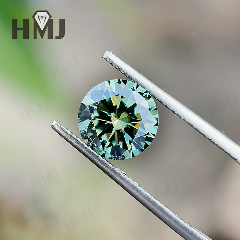 Round Green Blue Colors Loose Moissanite Stone Gemstone VVS1 W. GRA Certificate