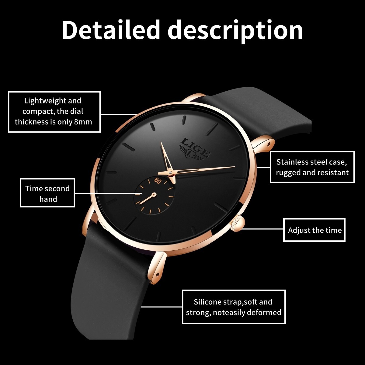 Ultra-thin Men’s Luxury Watch Quartz Second Dial 3ATM Waterproof Man Wristwatch