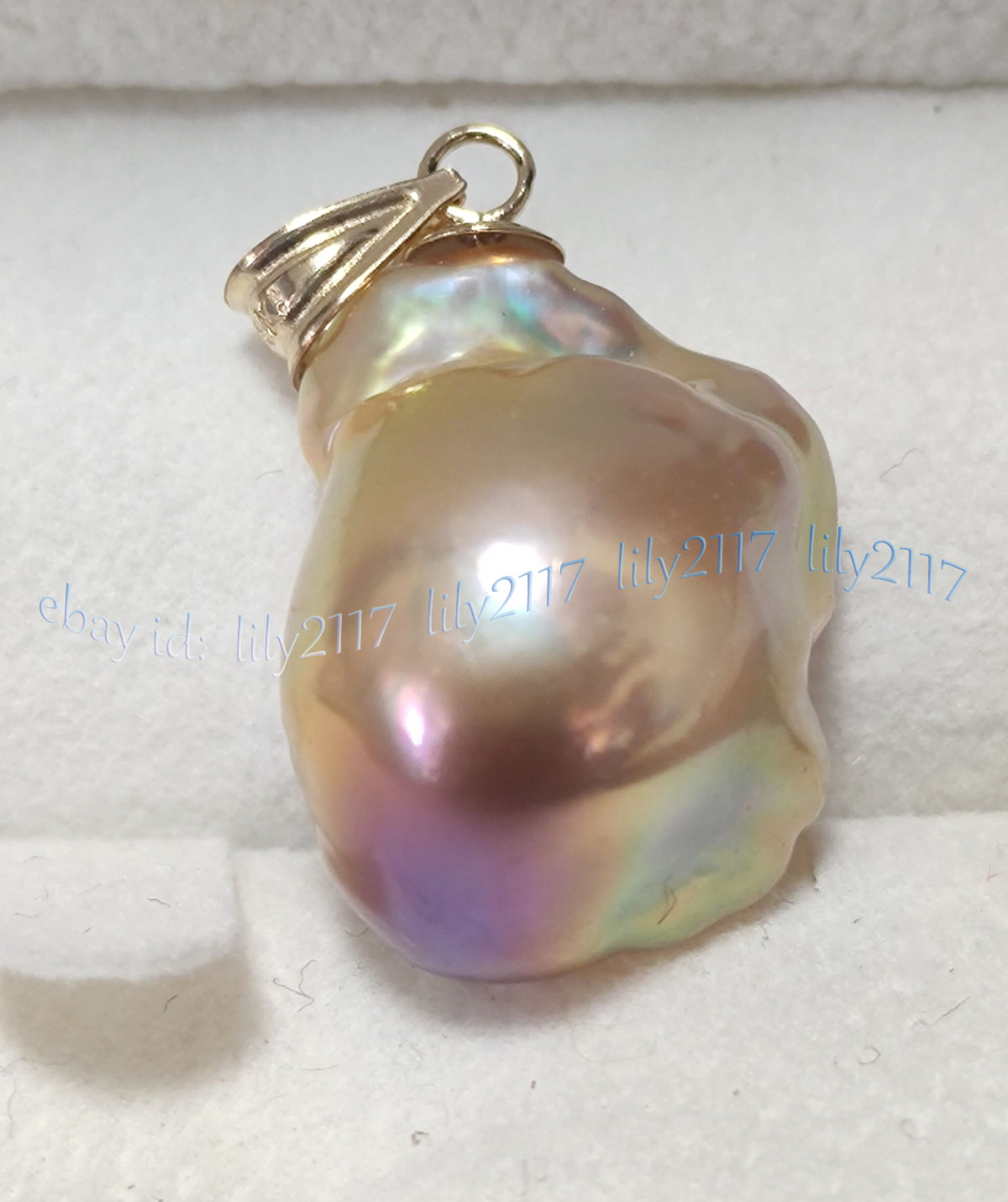 Huge 15-25mm Real Natural Multicolor South Sea Baroque Pearl Pendant 14k gold