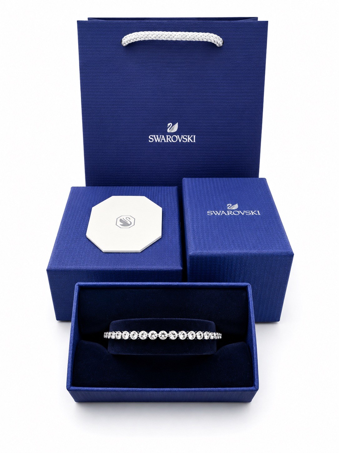 Swarovski Imber Emily Tennis Bracelet Round Cut, White, Rhodium Plated 1808960