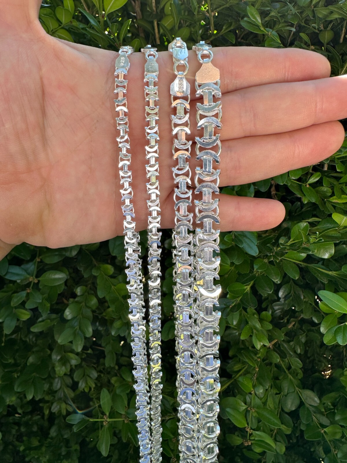 Real Solid 925 Sterling Silver Flat Byzantine Chain Mens Necklace Or Bracelet