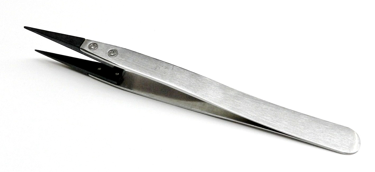 Tweezers Non Static Fiber Tip Precision Anti-Static Stainless Steel Tweezers 5″