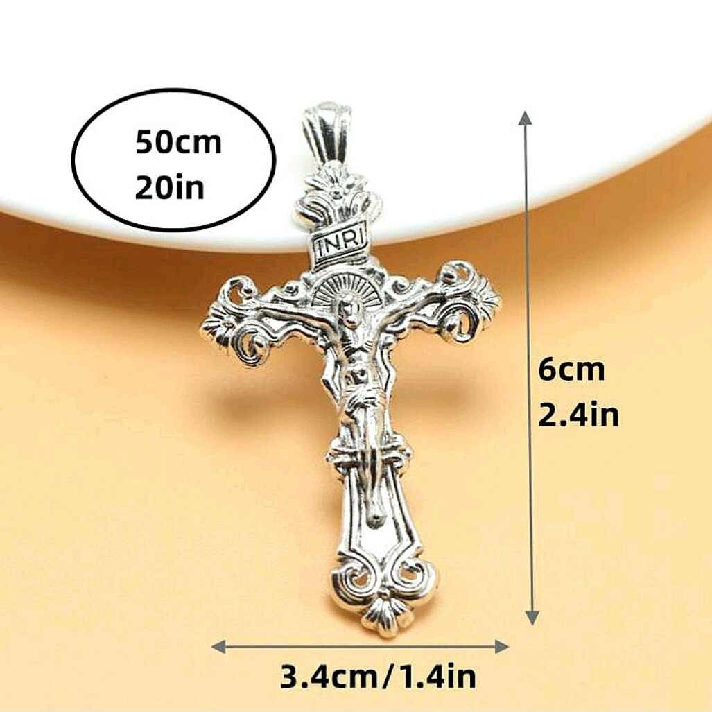 925 Sterling Silver 3D Christian Jesus Christ Cross Catholic Crucifix Necklace