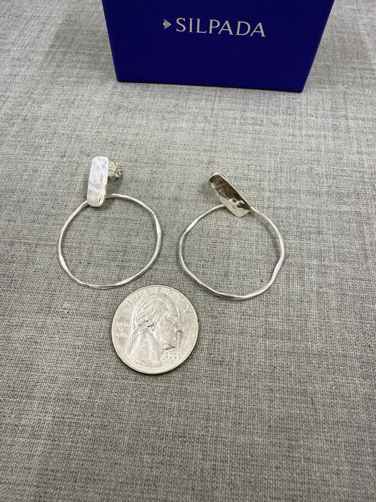 Silpada Endless Summer Hammered Hoop Sterling Silver .925 Stud Earrings E4673