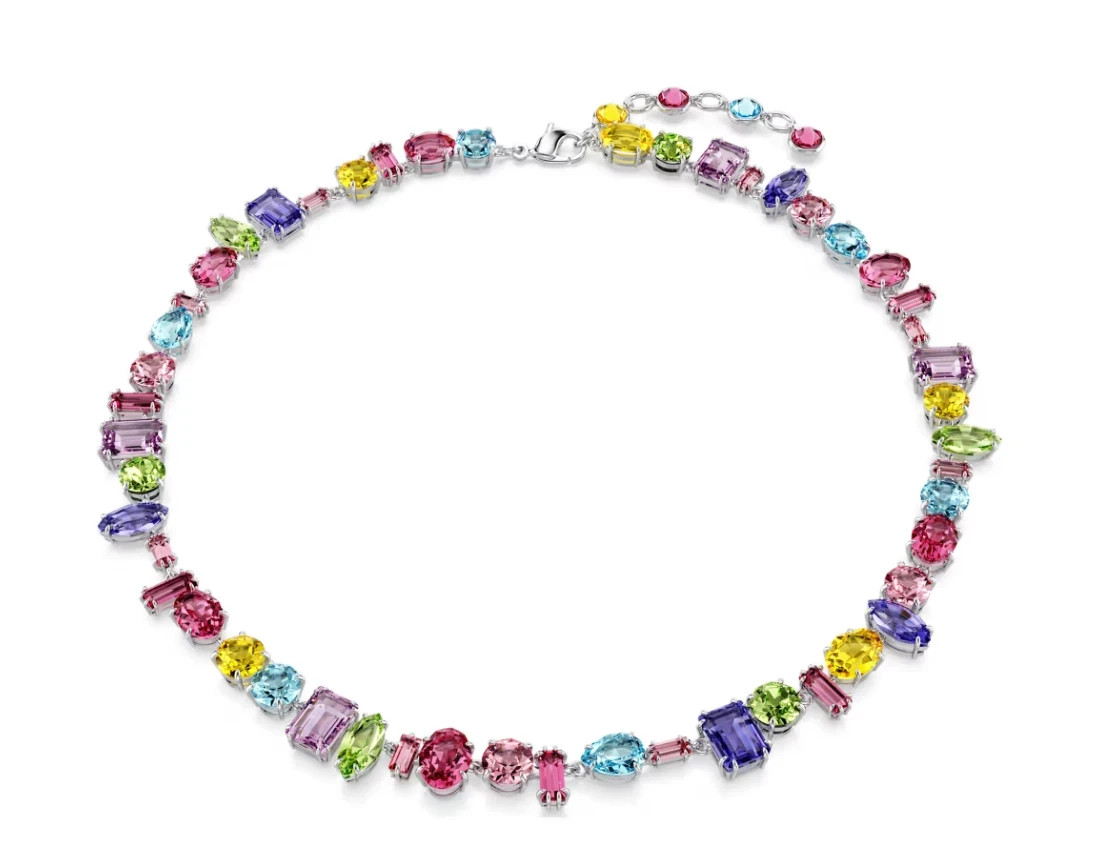Swarovski Gema necklace Mixed cuts, Multicolored, Rhodium plated