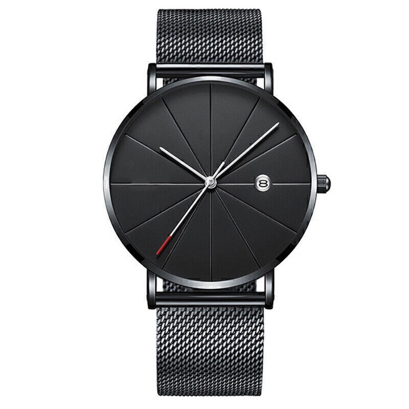 Men’s Casual Ultra Thin Quartz Analog Wrist Watch with Stainless Steel Mesh Band