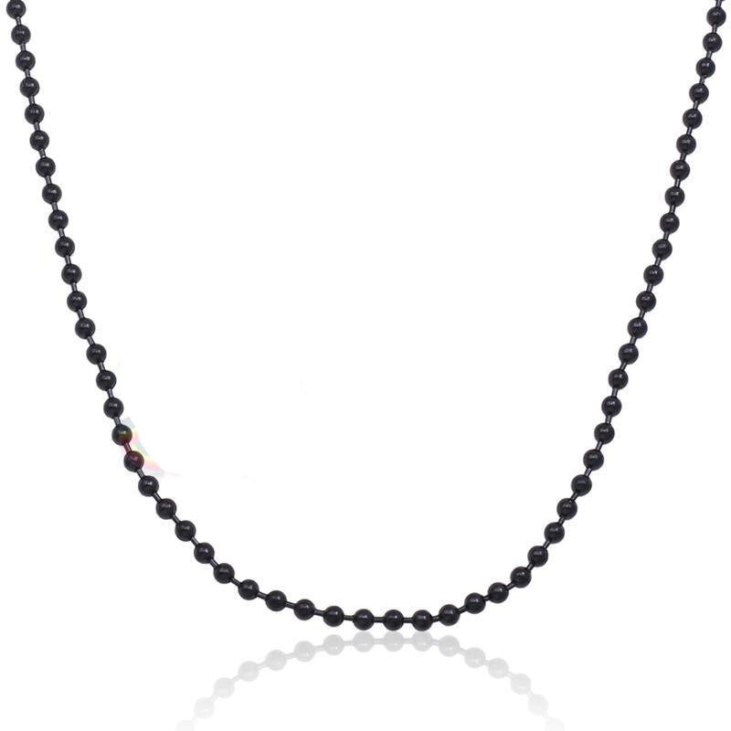 Wholesale 1.5-12mm Black Stainless Steel Bead Ball Chain Necklace Men Women