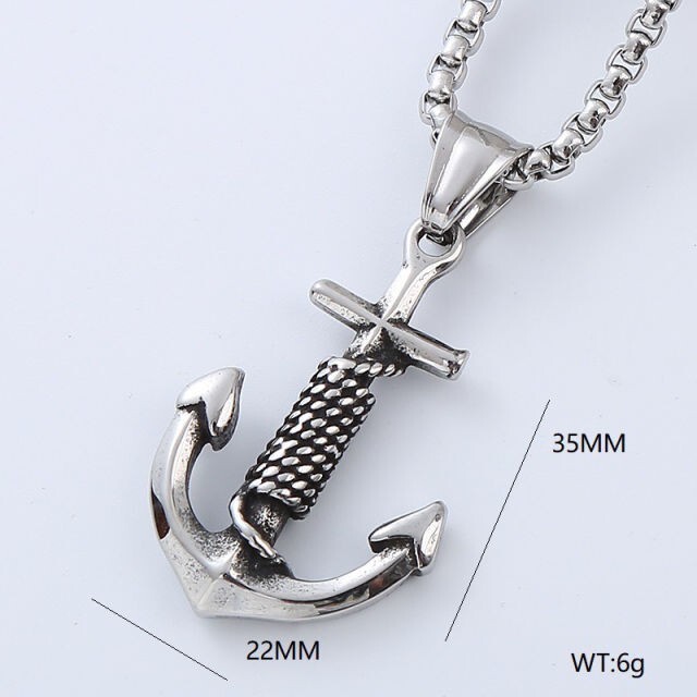Mens Nautical Anchor Pendant for Necklace Chains Silver Coated Stainless Steel