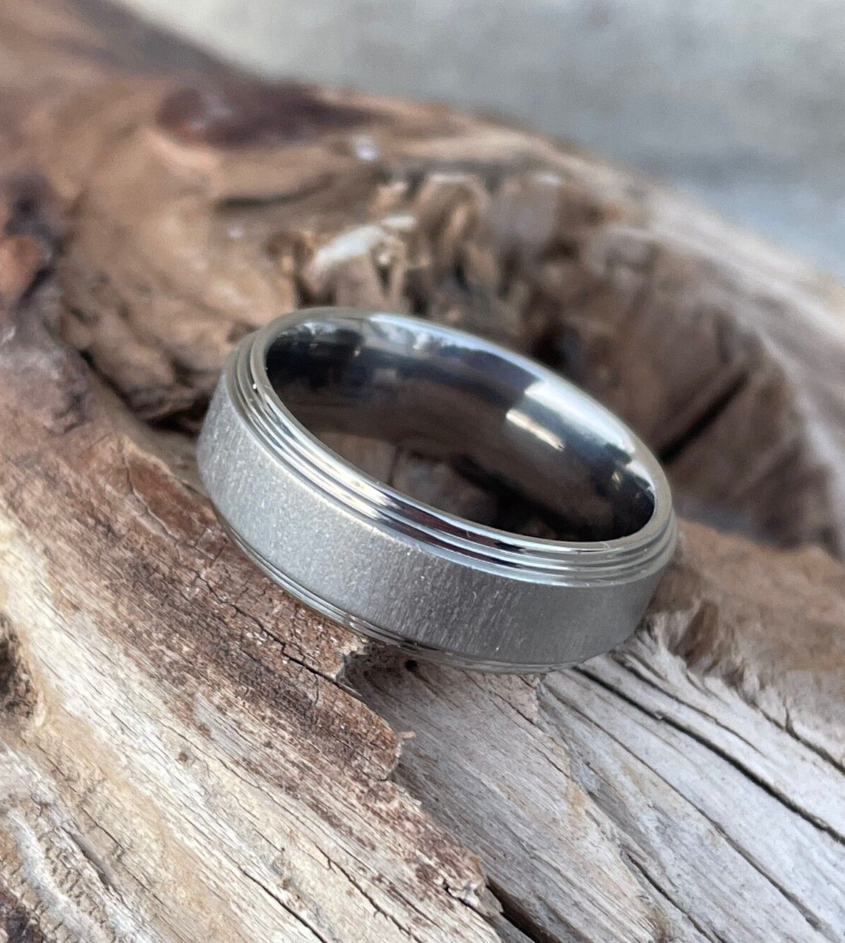 Comfort Fit Ring, Titanium Band, Double Stepped Edges, Made to Order, Wedding