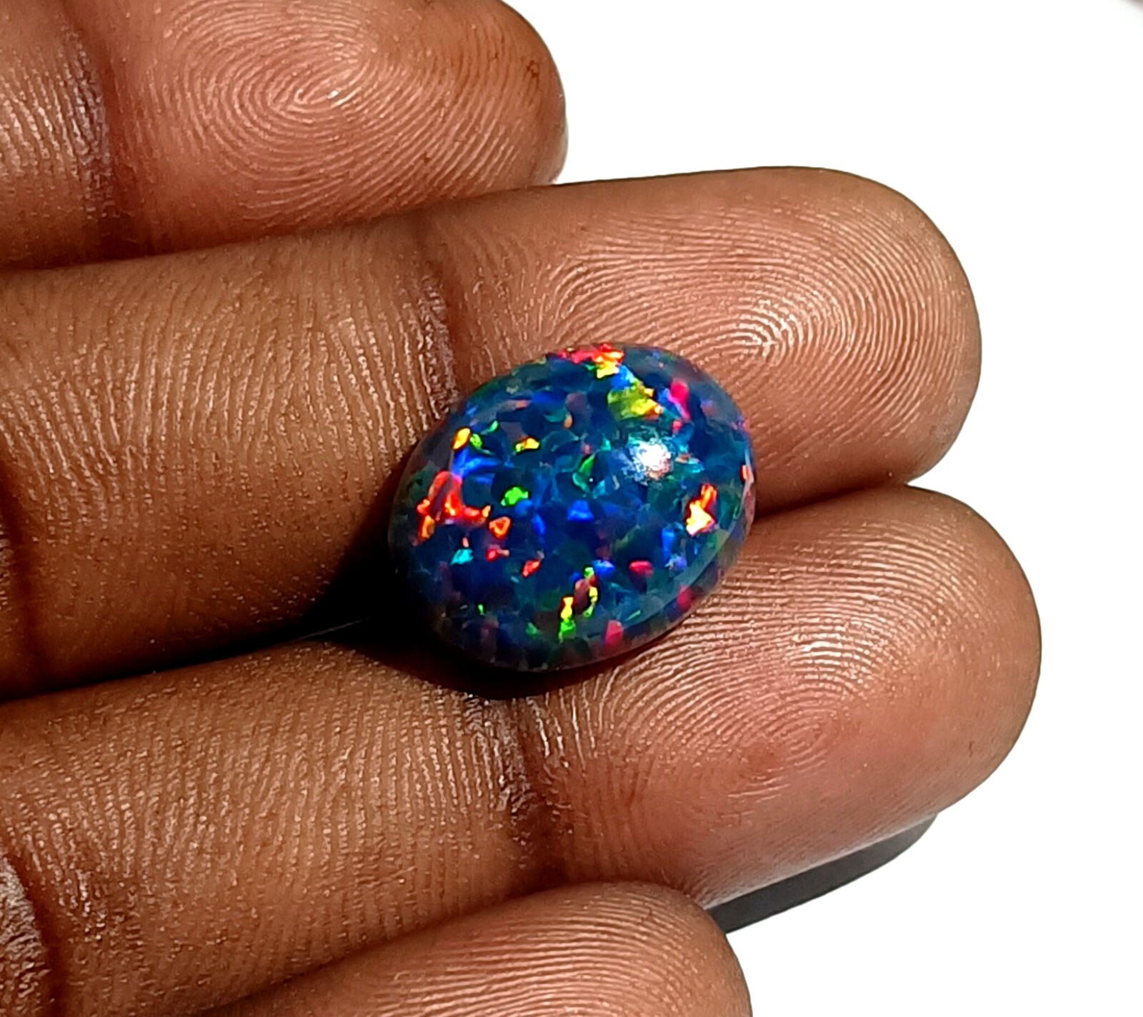 NaturalCertified Black Fire Opal Oval Cabochon 9.70 Ct Australian Loose Gemstone