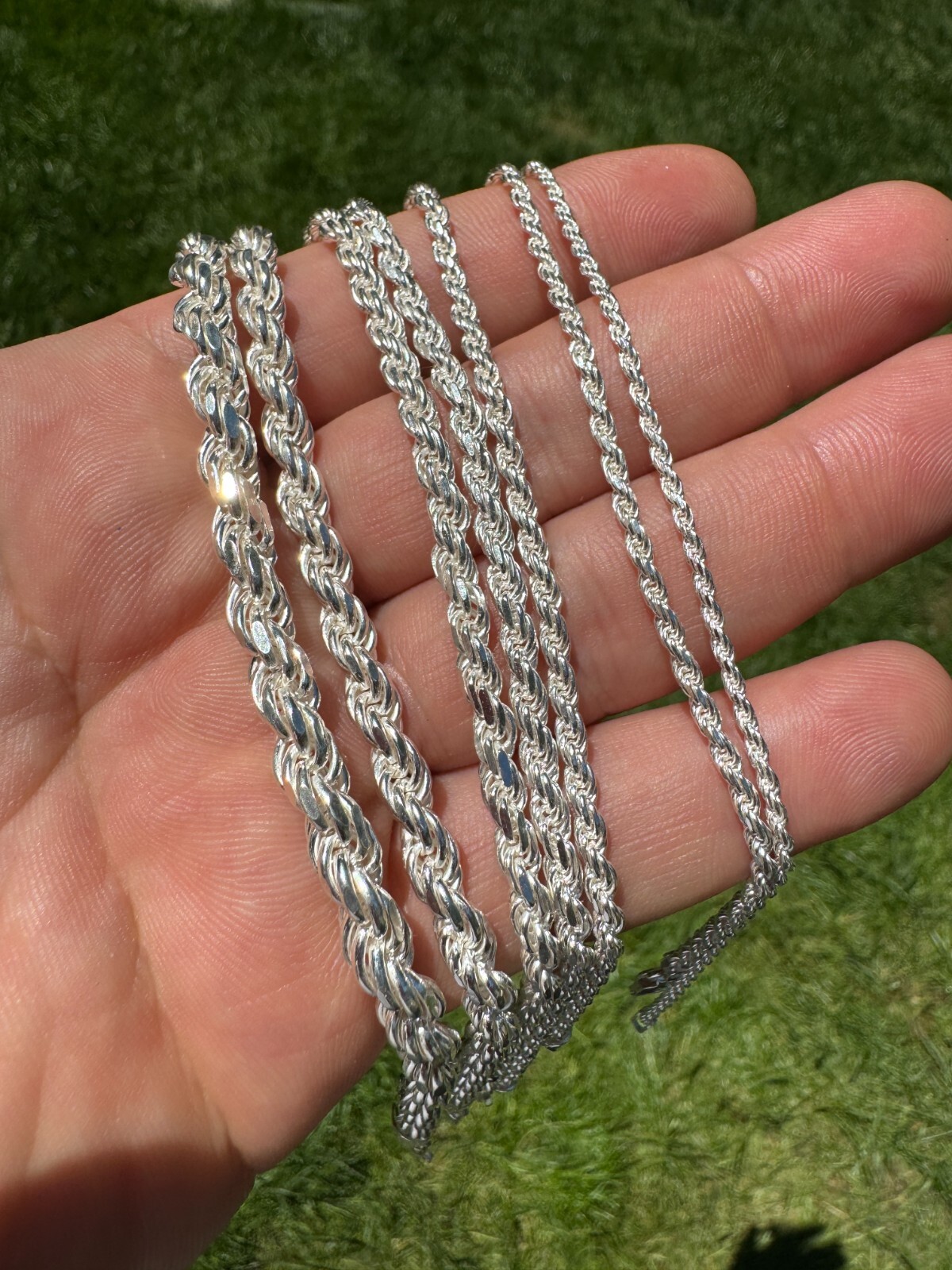 Real Solid 925 Sterling Silver Rope Bracelet 2mm-6mm Men’s Women’s 6-9″