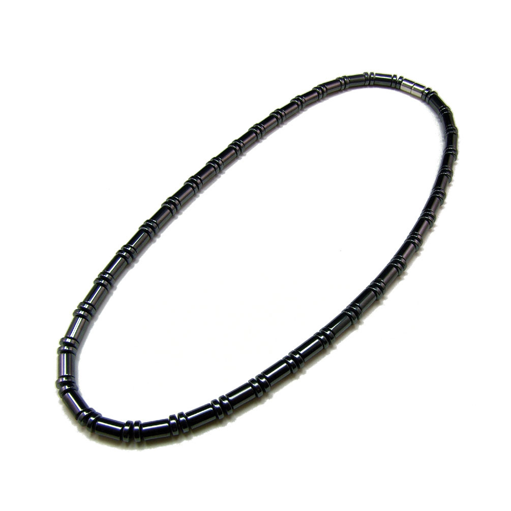 Accents Kingdom Men’s Magnetic Hematite Cylindrical Bead Necklace