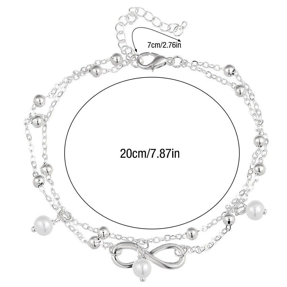 New Women Ankle Bracelet 925 Sterling Anklet Silver Boho Foot Chain Beach Sliver