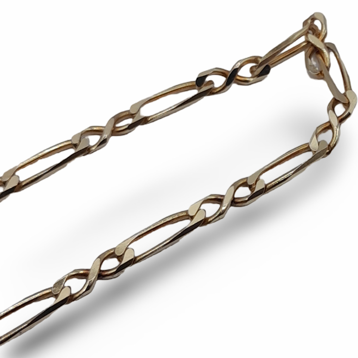 9ct Gold Chain – 9ct Gold Figaro Style Chain Elongated Link Necklace 16Inch 40cm