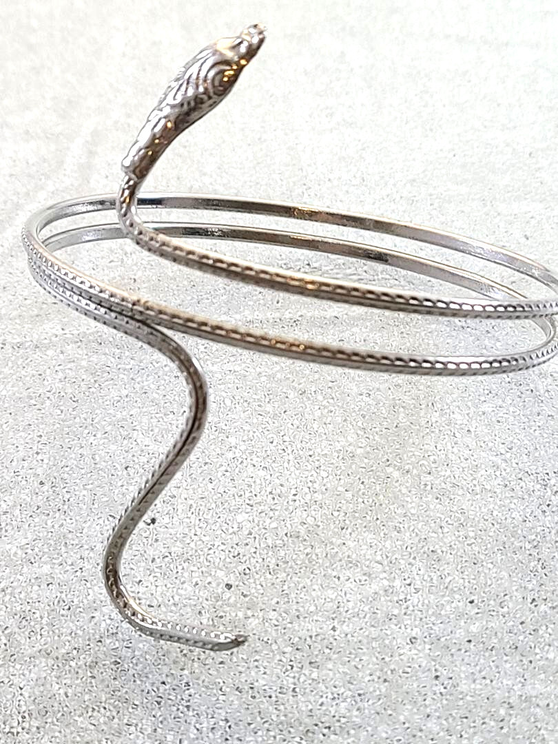 Cleopatra Egyptian Style Silver Tone Coiled Snake Armband Bracelet Free Ship