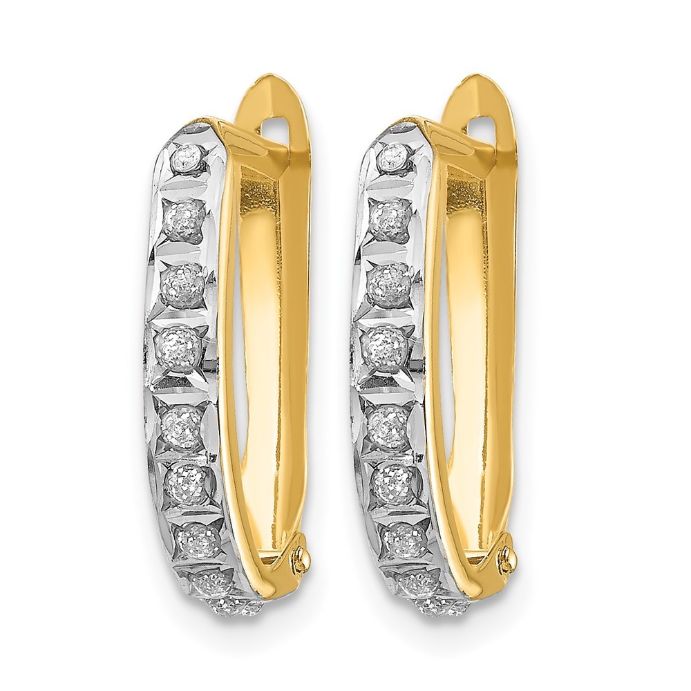 14k Yellow Gold Diamond Fascination Hinged Hoop Earrings for Women 0.57 gram