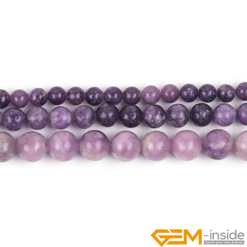 Natural Purple Lepidolite Round Polished Gemstone For Jewellery Making Beads 15″