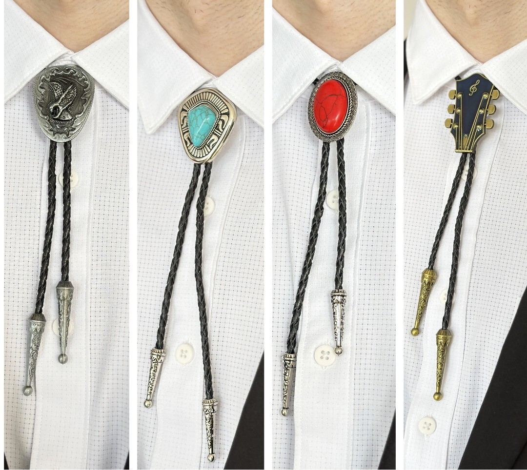 Bolo Tie Mens Wedding Necklace 38″ Leather Rope Western Cowboy Style