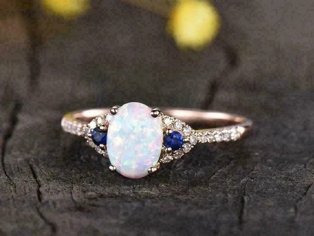 2Ct Oval Cut Lab Created Fire Opal Women Engagement Ring 14K Yellow Gold Plated