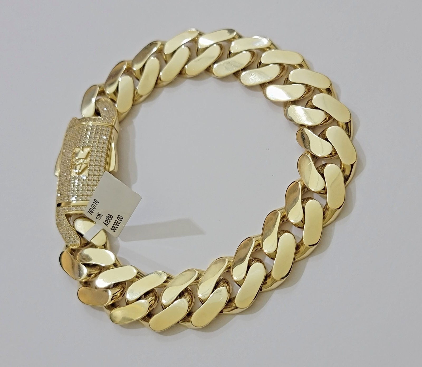 Mens 10k Yellow Gold Bracelet Royal Cuban Link 8.5 inch 15mm Real 10KT