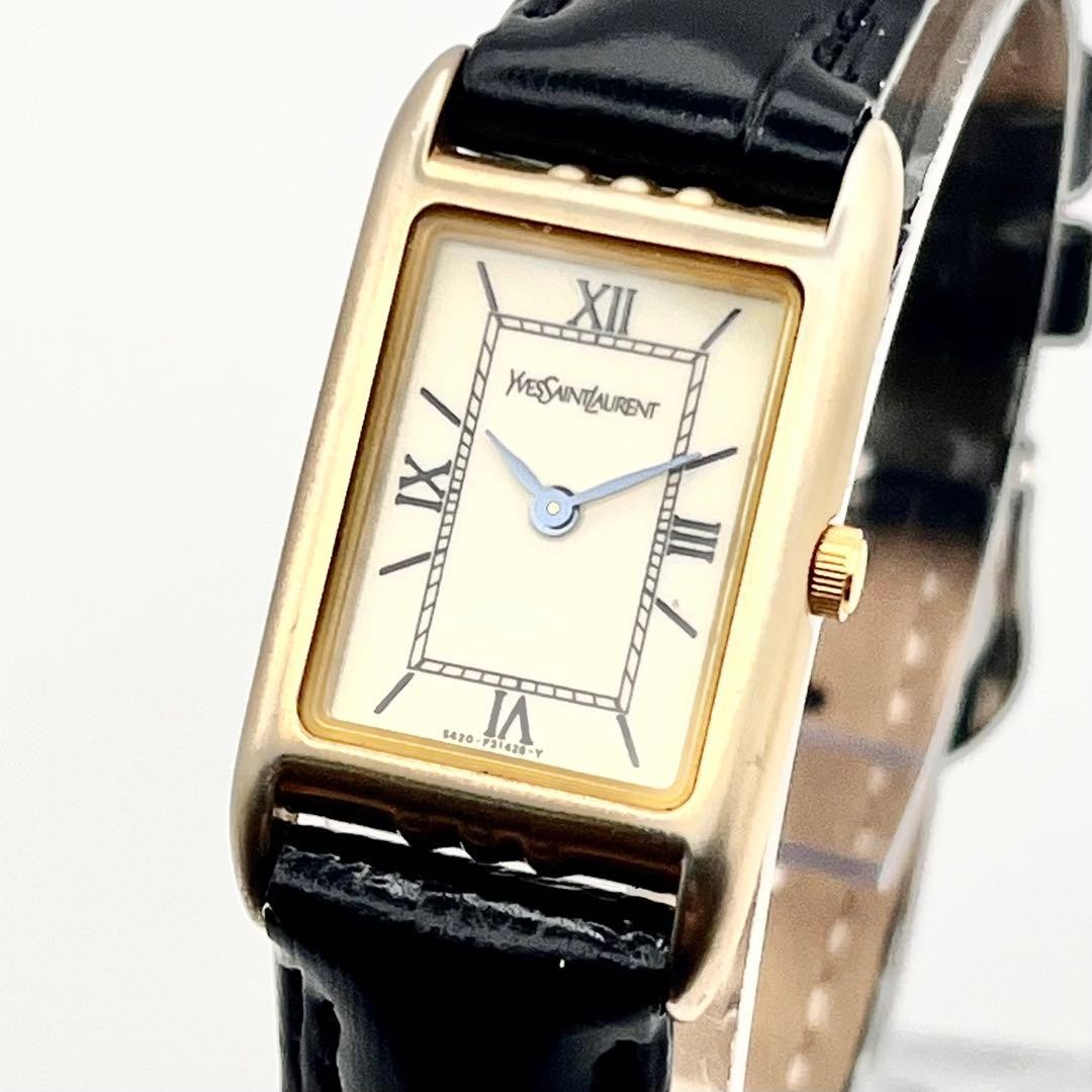 YSL Yves Saint Laurent Tank 5420-F46860 White Quartz Watch Japan 0712157
