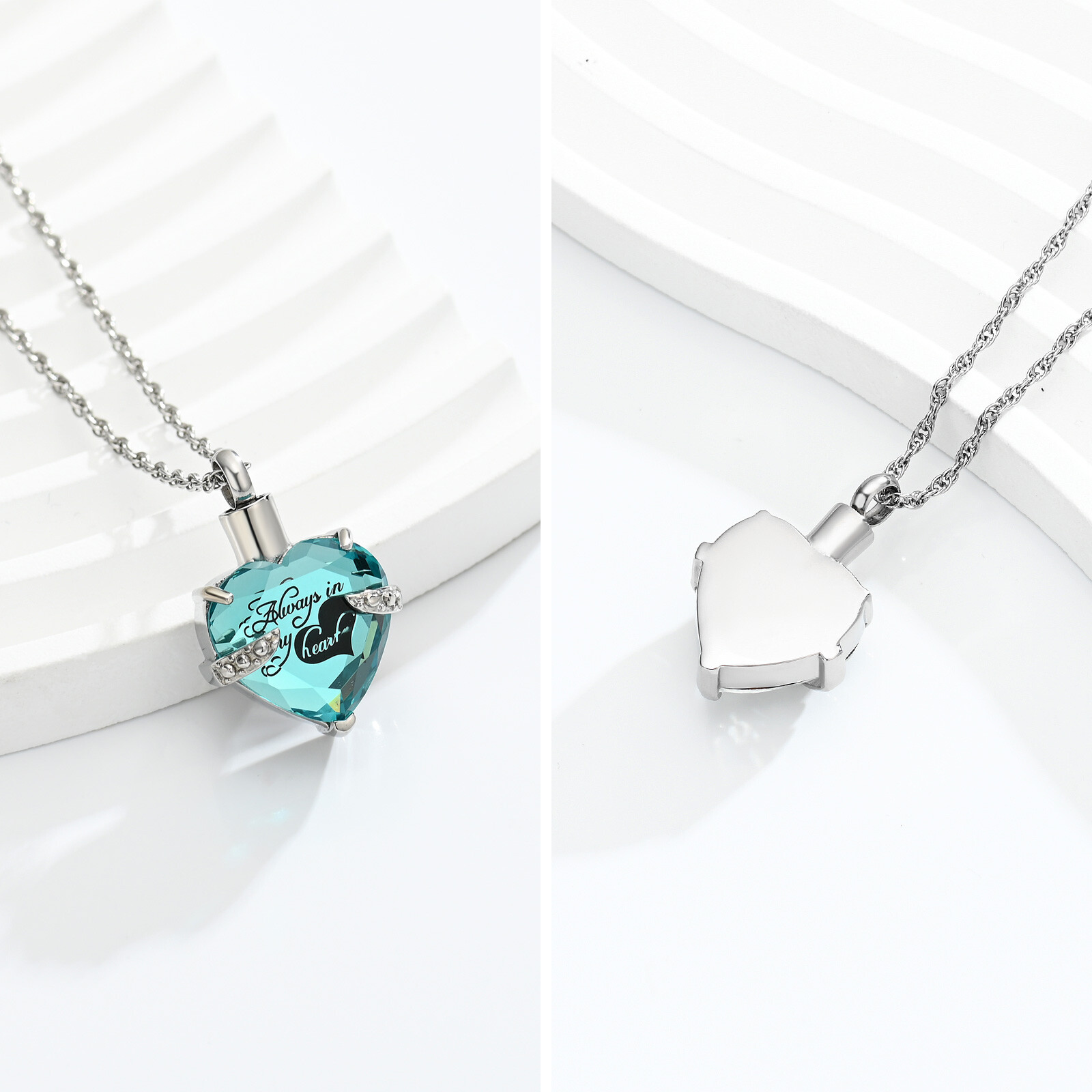 Crystal Cremation Jewelry for Ashes – Heart Urn Pendant Memorial Ashes Necklace