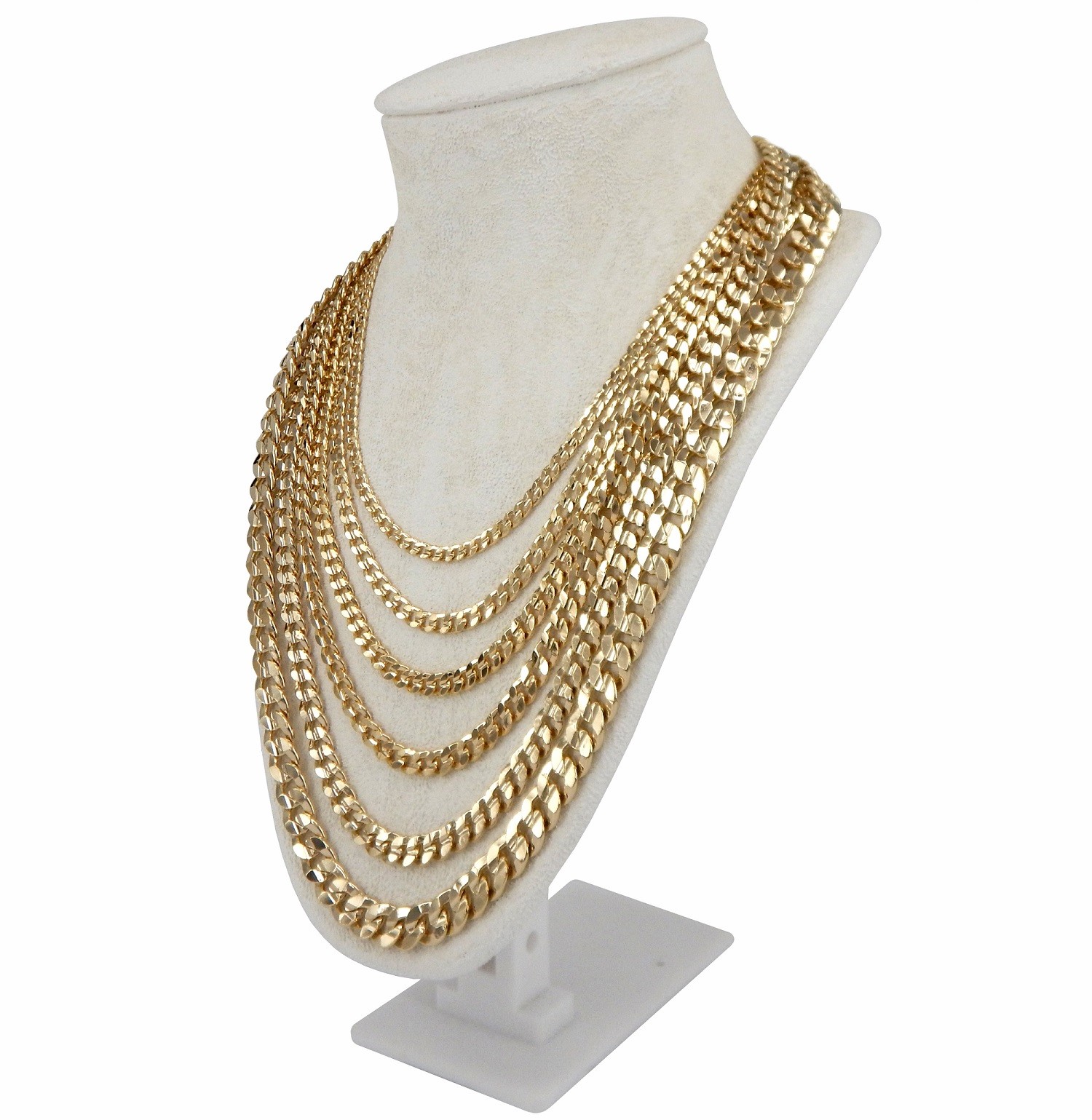 Men’s Concave Cuban link Chain 14k Gold Plated 20″ 22″ 24″ 26″ 30″ inch Necklace