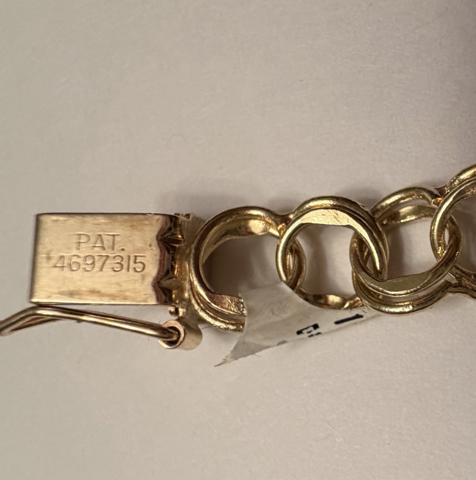 14k Yellow Gold Double Curb Link Chunky Charm Bracelet Polished Retro Never Worn