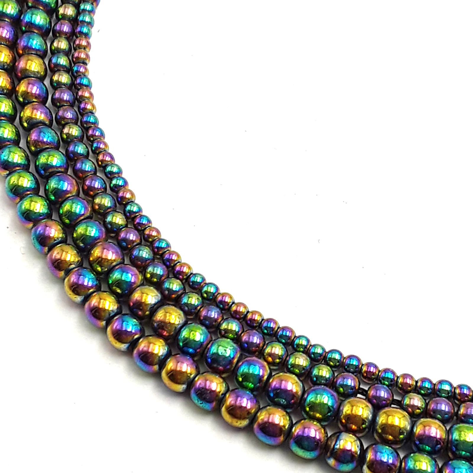 Rainbow Hematite Smooth Round Beads 2mm 3mm 4mm 6mm 8mm 10mm 12mm 15.5″ Strand