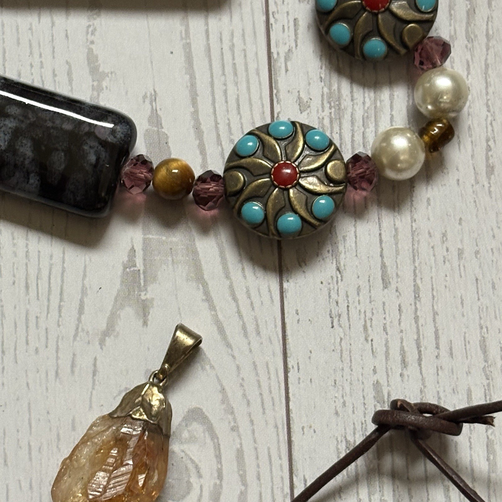 Vintage Tribal Nepal Tibetan Jewelry Lot Carved Trade Beads Nuts Stones Resin