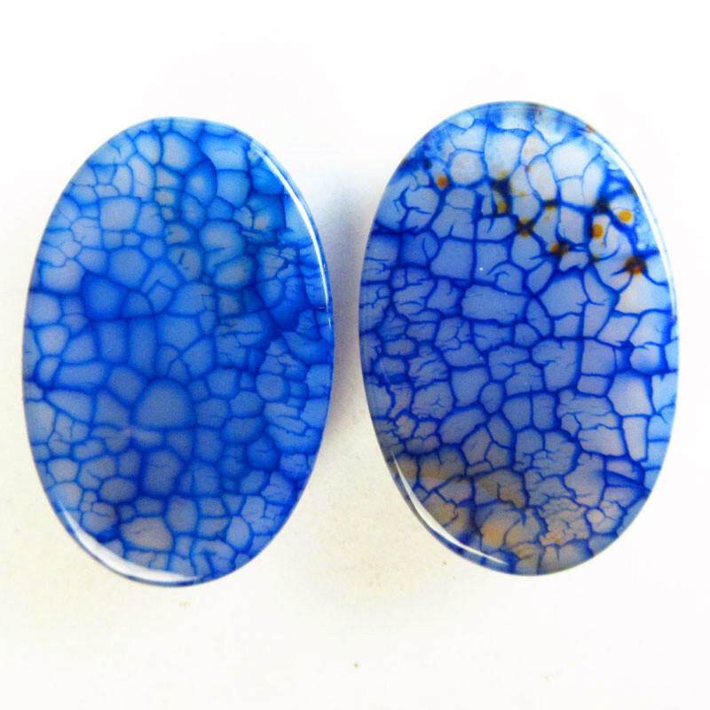 5Pcs 30x20x7mm Blue Dragon Veins Agate Oval Cab Cabochon B67691