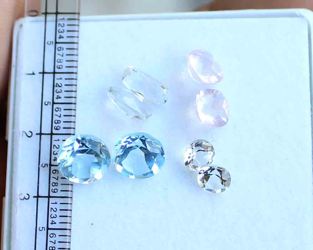 Faceted Cut Assorted Gemstones Topaz Amethyst 9.70 Ct Mix Loose Gemstone Pair