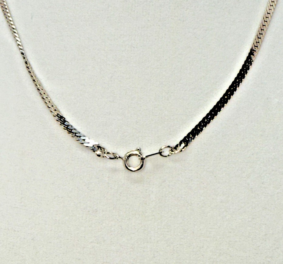 Vintage Silver Tone Flat Herringbone Chain Liquid Fluid Statement Collar Necklac