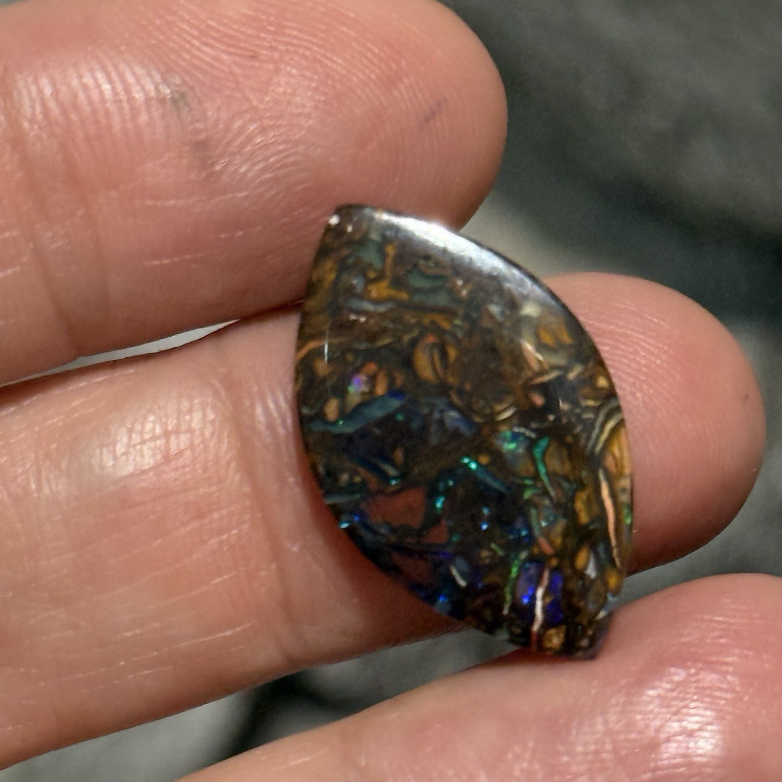 8.05ct 24×14.6×2.7mm Finely Polished Australian Koroit Boulder Opal Cabochon