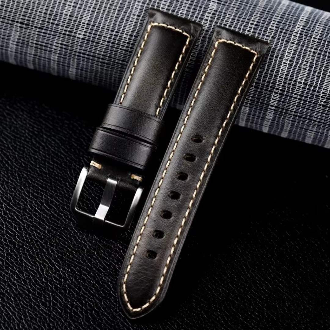 High-grade Italian Vintage Oil-waxed Genuine Leather Watch Band 20/22/24/26mm