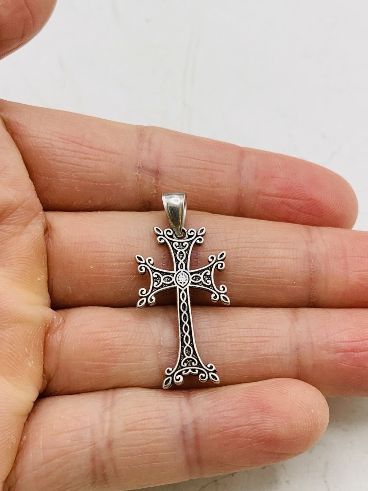 Vintage Sterling Silver 925 Religious Armenian Khachkar Cross Apostolic Charm