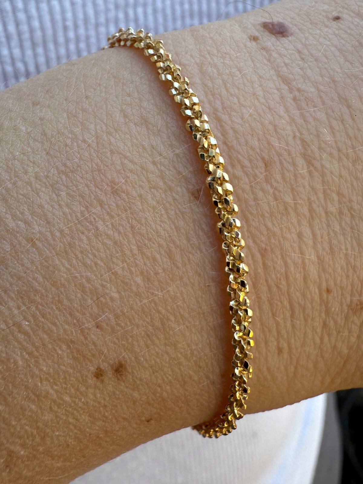 Real Solid 14k Gold Vermeil 925 Silver 3mm Sparkle Rope Bracelet 6-8.5″ Long