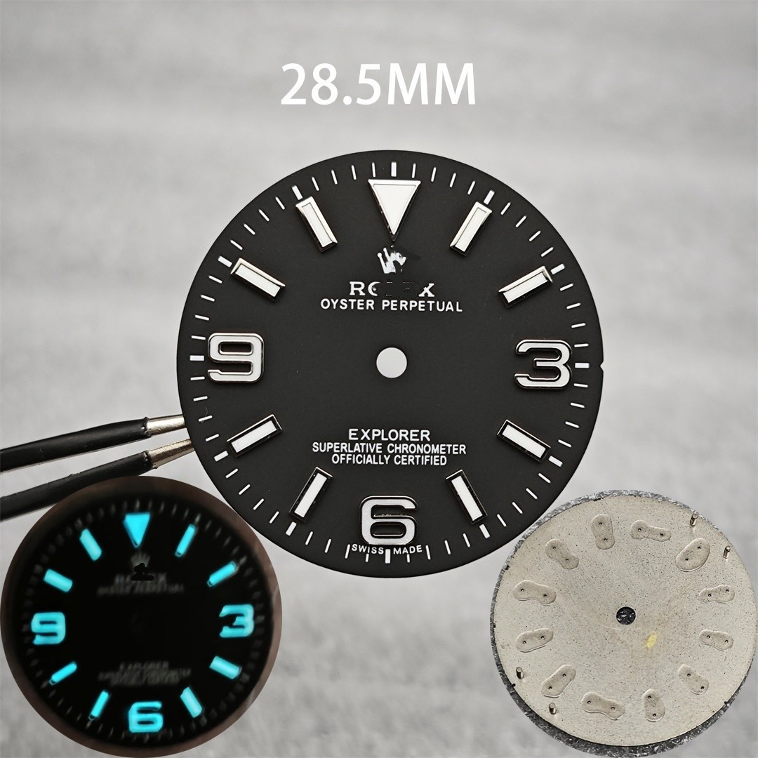 28.5mm Black Watch Dial Ice Blue Lume for Nh35 8215 Movement Watch Parts