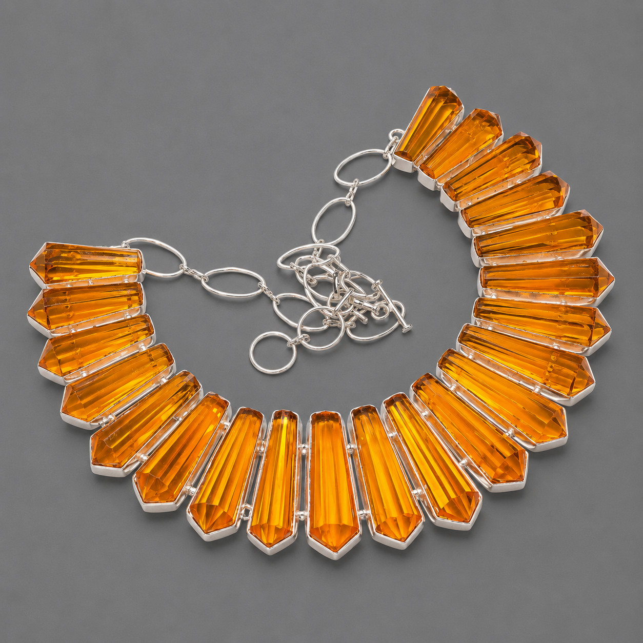 Faceted Citrine Topaz Pencil Shape Handmade Gemstone Ethnic Jewelry Necklace 18″