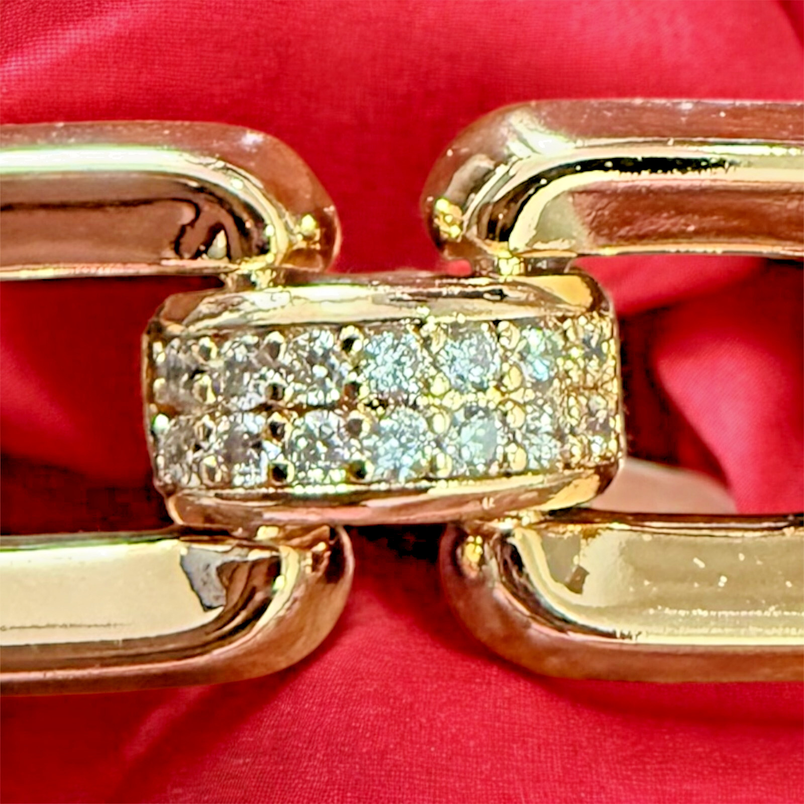 18K gold-plated bracelet, zirconia, 8/9 in., anchor link, yellow gold. Unisex