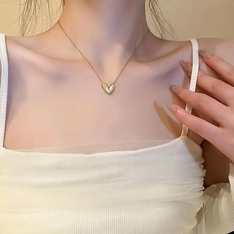 Fashion 14K Gold Plated Love Heart Pendant Necklace Women Unique Gift Golden New