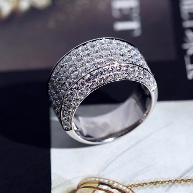 Hip Hop Ring For Christmas Gift 3.1 CT CZ Heavy Engagement Band Silver Plated