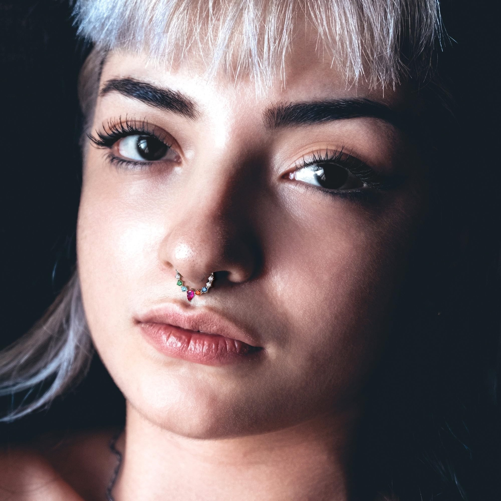 BodyBonita 16G Septum Rings Jewelry – Cubic Zirconia Luxe 316L Stainless Stee…
