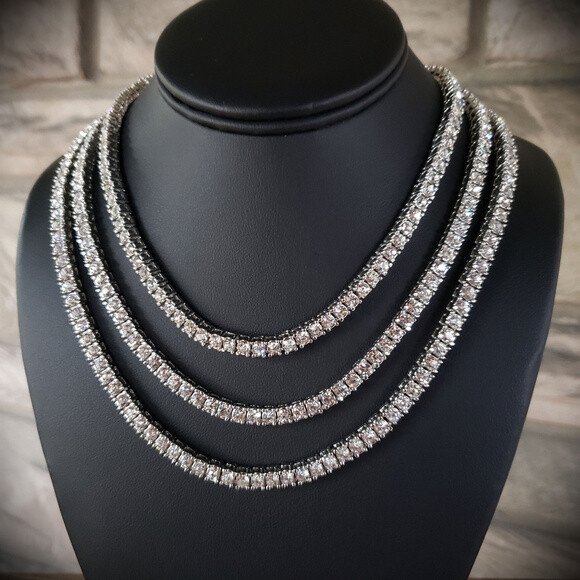 Hip Hop Iced 4.5mm 16″ 18″ 20″ 24″ 1 Row Cubic Zirconia Tennis Chain Necklace
