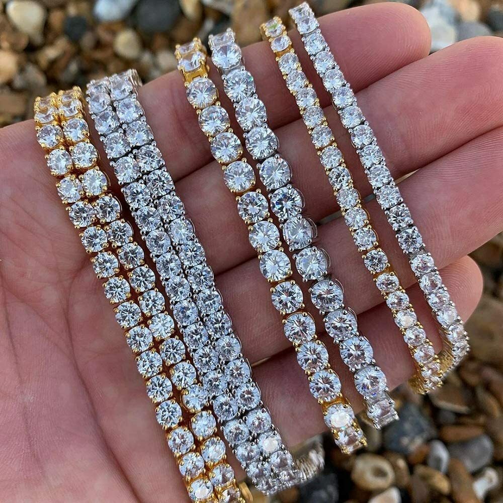 Mens Tennis Chain Necklace 100% Stainless Steel Cubic Zirconia Chain Bracelet
