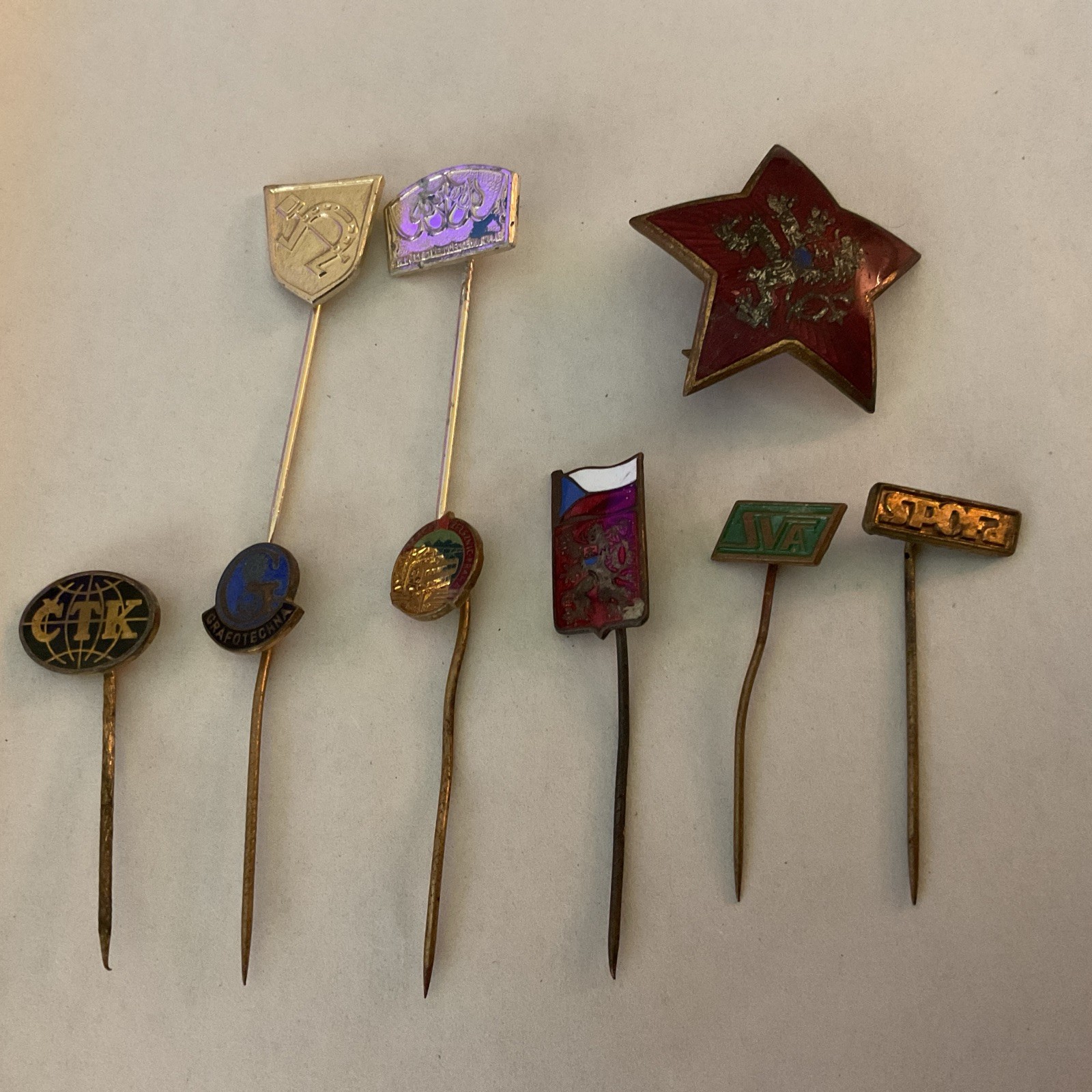 Lot Of 9 Vintage Rare Czech Republic Stick Pins & CSSR Police Badge